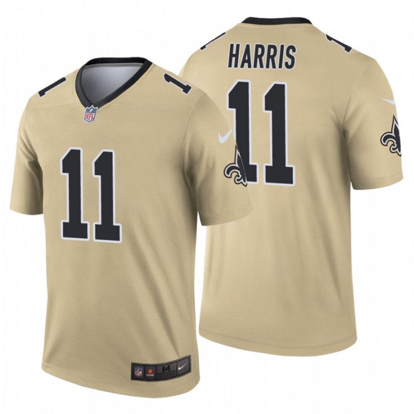 Men New Orleans Saints 11 Deonte Harris Nike Gold Inverted Legend NFL Jersey